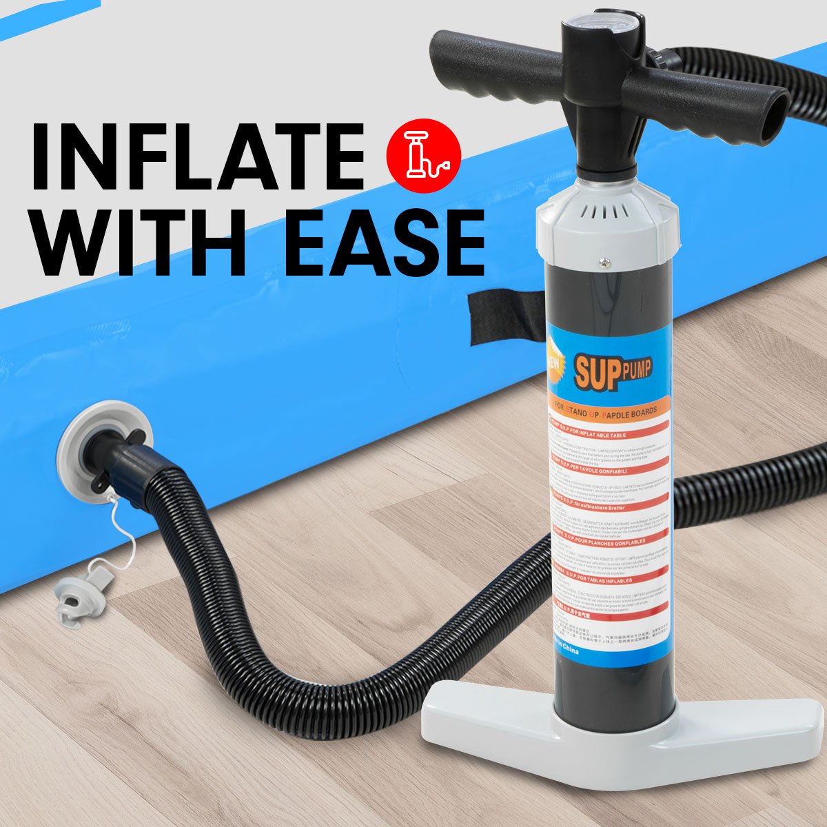 Kahuna Manual Hand SUP Pump for Air Tracks Inflatable Mattresses