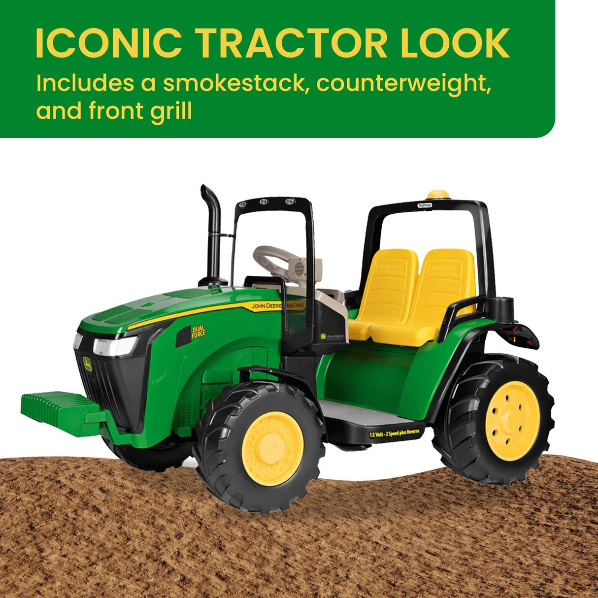 John Deere Dual Force Tractor Battery Operated 2-Seater Ride On
