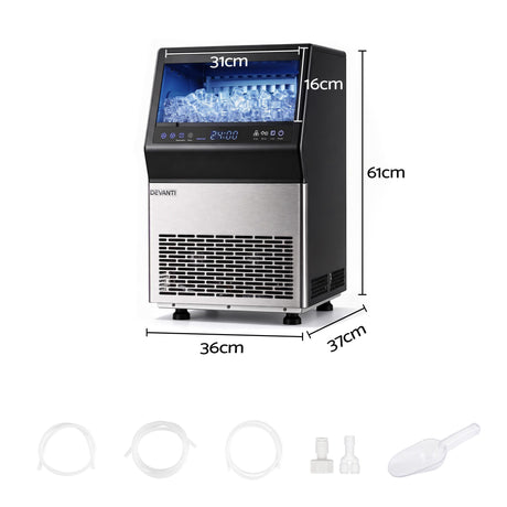 Devanti 35kg commercial freestanding ice maker machine, black, simple control panel