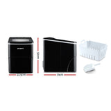 DEVANTi Compact Ice Cube Maker Machine - Quick & Easy 2L Portable Bar Ice Maker in Black - Front View