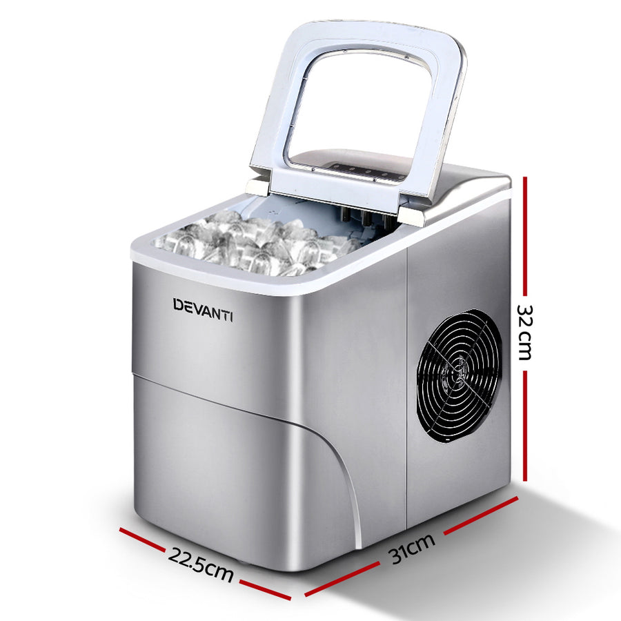 Devanti Portable Ice Cube Maker - Silver, Portable