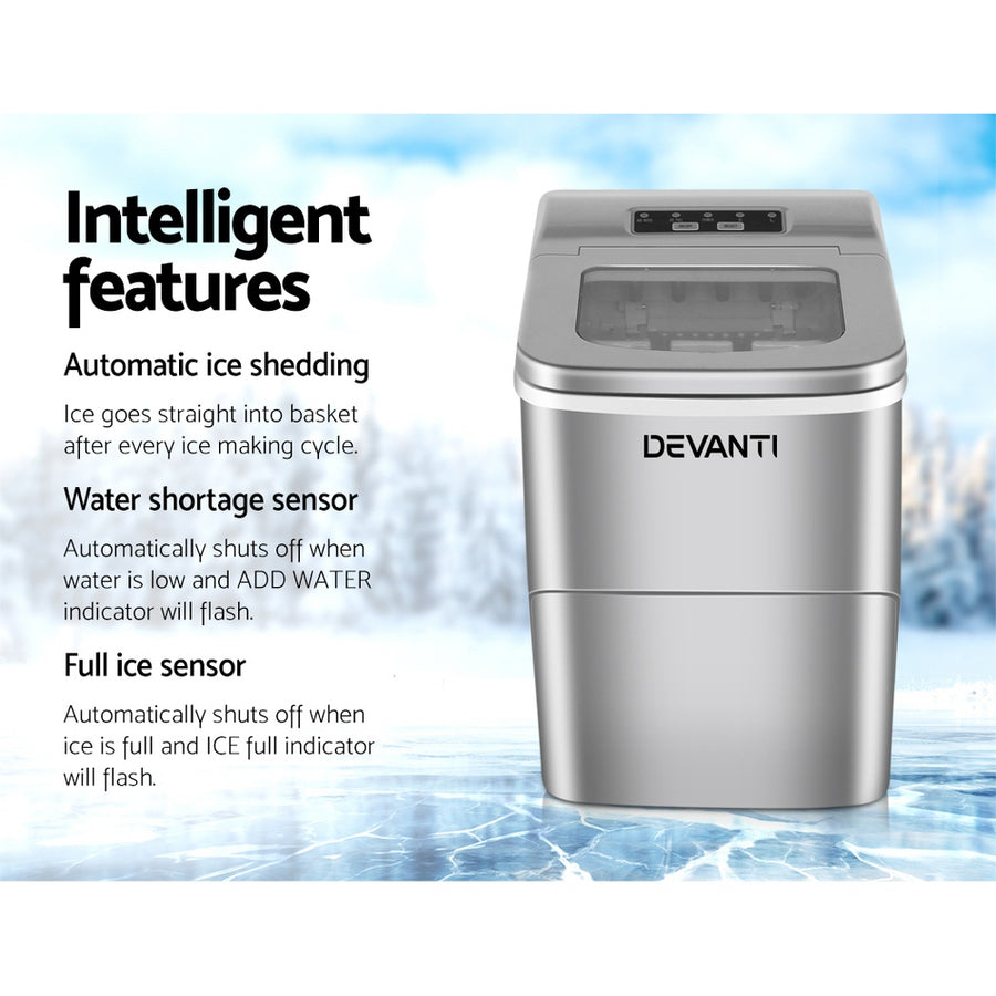 Devanti Portable Ice Cube Maker - Silver, image 3