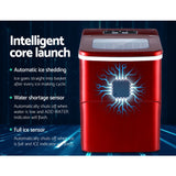 DEVANTi Quick-Freeze Portable Ice Maker - 2L Countertop Ice Cube Generator in Red