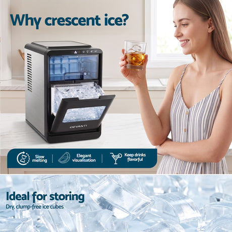 Devanti Ice Maker Crescent Ice 16pcs Countertop Machine 12KG/24H for Home, image 3
