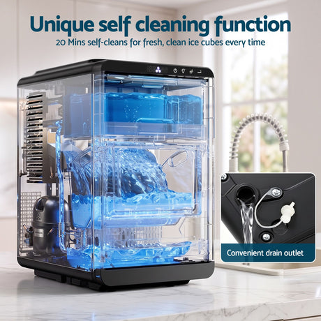 Devanti Ice Maker Crescent Ice 16pcs Countertop Machine 12KG/24H for Home, image 8