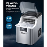 Devanti Commercial Portable Ice Maker – 3.2L Countertop Ice Cube Machine - 45-Degree Angle