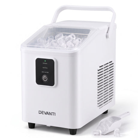 Devanti Ice Maker 11-12kg Portable Bullet Cube Machine White, Portable
