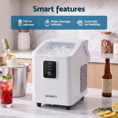 Devanti Ice Maker 11-12kg Portable Bullet Cube Machine White, image 6