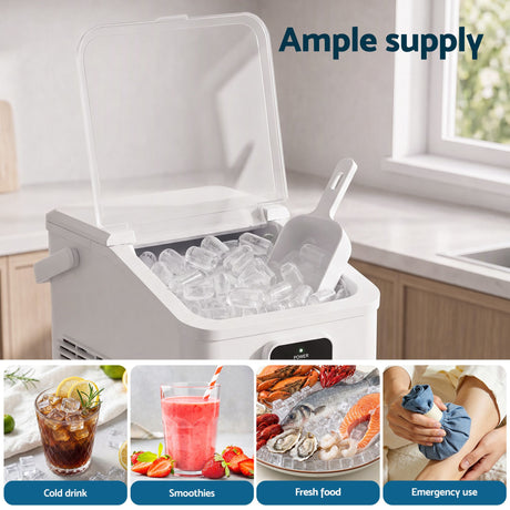 Devanti Ice Maker 11-12kg Portable Bullet Cube Machine White, image 9