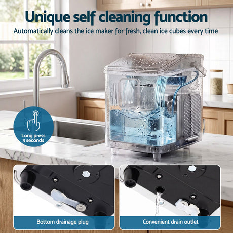 Devanti Ice Maker 11-12kg Portable Bullet Cube Machine White, image 10