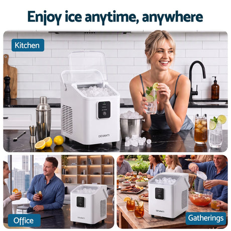 Devanti Ice Maker 11-12kg Portable Bullet Cube Machine White, image 12