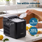 Devanti Ice Maker Portable Ice Machine Countertop Bullet Cube 12KG Black