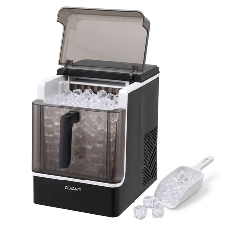 Devanti Ice Maker 23kg Portable Basket Square Cube Machine Black, Portable
