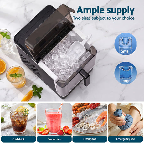 Devanti Ice Maker 23kg Portable Basket Square Cube Machine Black, image 9