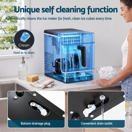 Devanti Ice Maker 23kg Portable Basket Square Cube Machine Black, image 14