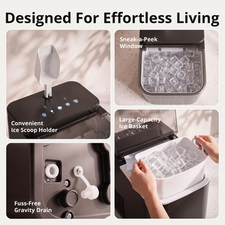 LUVIMO 15kg Ice Maker Machine Double Open Cover Deep Clean - Black, image 11