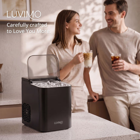 LUVIMO 15kg Ice Maker Machine Double Open Cover Deep Clean - Black, image 12