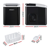 Devanti Ice Maker Machine Portable 12kg Countertop w/Self Cleaning 1.2L Black - Front View