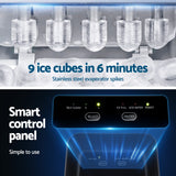 Devanti Ice Maker Machine Portable 12kg Countertop w/Self Cleaning 1.2L Black - Close-Up Angle