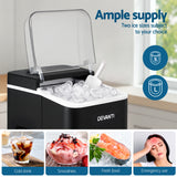 Devanti Ice Maker Machine Portable 12kg Countertop w/Self Cleaning 1.2L Black - Low Angle