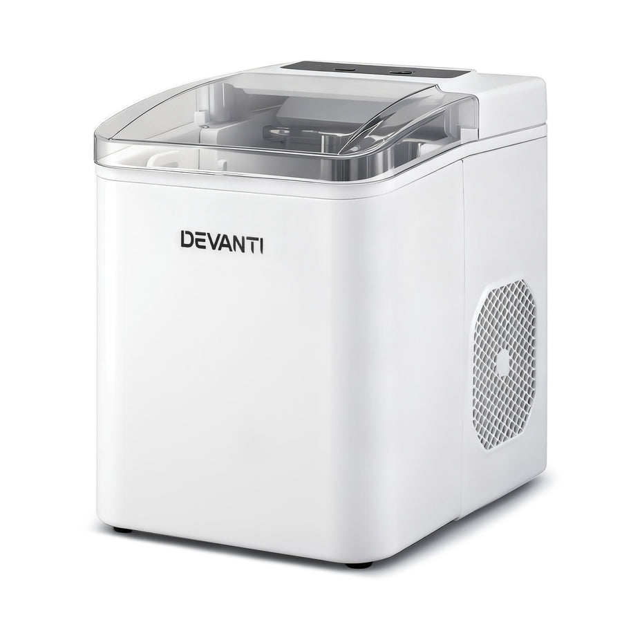 Devanti Ice Maker Machine Portable 12kg Countertop w/Self Cleaning 1.2L White