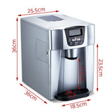 Devanti 2-in-1 Compact Ice Maker and Water Dispenser - Silver - Front View
