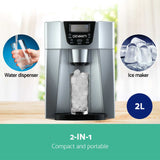 Devanti 2-in-1 Compact Ice Maker and Water Dispenser - Silver - Side View