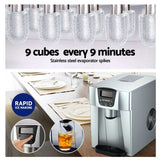 Devanti 2-in-1 Compact Ice Maker and Water Dispenser - Silver - Top-Down View
