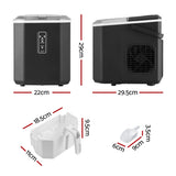 Devanti 12kg Ice Maker Machine 1.3L w/Scoop Holder Black - Front View