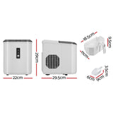 Devanti Portable Ice Maker - Black 12kg Daily Capacity with 2L Ice Cube Tray for Home Bar - Front View