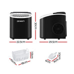 Devanti portable countertop ice maker, black, 12kg a day, transparent ice making window