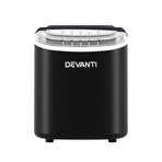 Devanti portable countertop ice maker, black, 12kg a day, bullet-shaped ice cubes