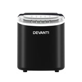 Devanti Compact Countertop Ice Maker - 12kg Daily Production, Black - Side View