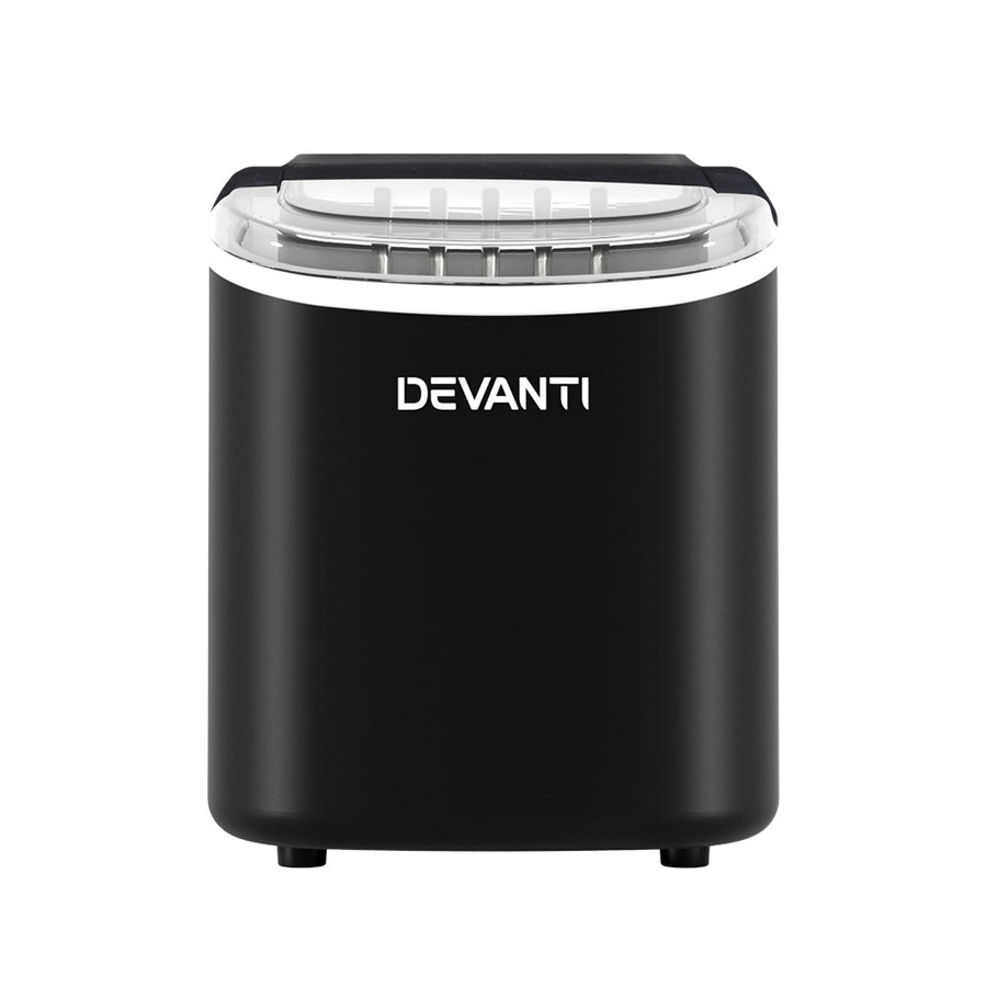 Devanti portable countertop ice maker, black, 12kg a day, bullet-shaped ice cubes