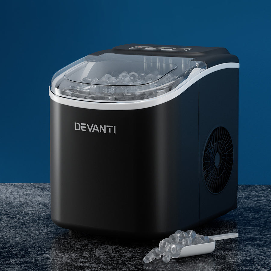 Devanti portable countertop ice maker, black, 12kg a day