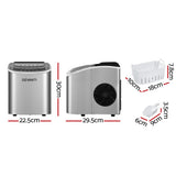 Devanti 12kg Compact Silver Ice Maker with Self-Cleaning Feature