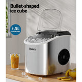 Devanti 12kg Compact Silver Ice Maker with Self-Cleaning Feature - Top-Down View