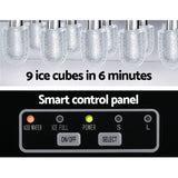 Devanti 12kg Compact Silver Ice Maker with Self-Cleaning Feature - 45-Degree Angle