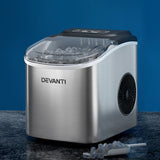 Devanti 12kg Compact Silver Ice Maker with Self-Cleaning Feature - Close-Up Angle