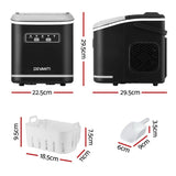 Devanti Ice Maker Machine Portable 12kg Countertop w/Self Cleaning 1.3L Black - Front View