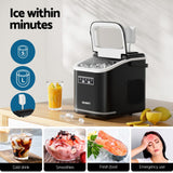 Devanti Ice Maker Machine Portable 12kg Countertop w/Self Cleaning 1.3L Black - Top-Down View