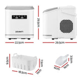 Devanti Ice Maker Machine Portable 12kg Countertop w/Self Cleaning 1.3L White - Front View
