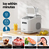 Devanti Ice Maker Machine Portable 12kg Countertop w/Self Cleaning 1.3L White - Top-Down View