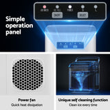 Devanti Ice Maker Machine Portable 12kg Countertop w/Self Cleaning 1.3L White - Rear View