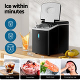 DEVANTI 3.2L Portable Ice Cube Maker Machine Benchtop Counter Black - Top-Down View