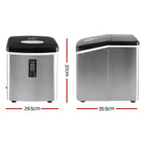 Devanti 3.2L Stainless Steel Portable Ice Cube Maker - Front View