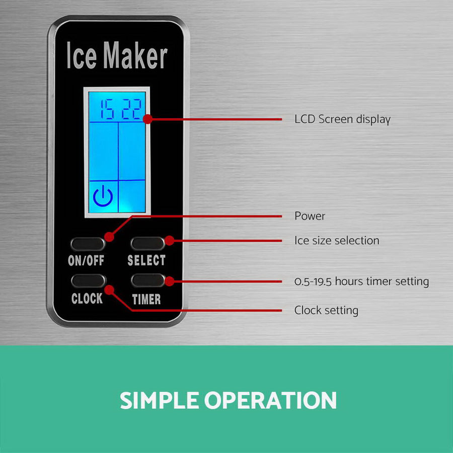 Devanti 15kg Ice Maker Machine Silver, image 4