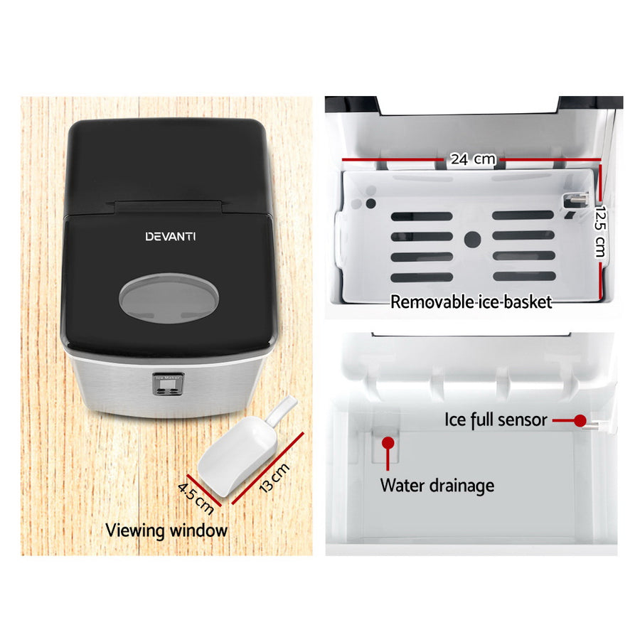 Devanti 15kg Ice Maker Machine Silver, image 5