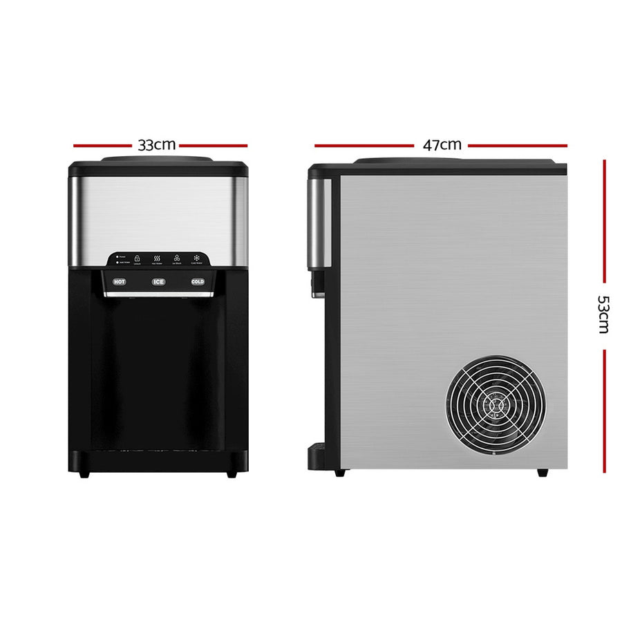 Devanti 20kg 3 in 1 Ice Maker Machine Cold and Hot Water Dispenser 3L Silver, image 2