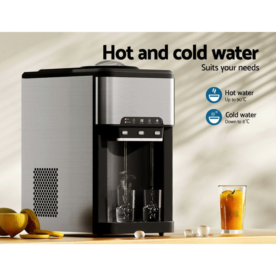 Devanti 20kg 3 in 1 Ice Maker Machine Cold and Hot Water Dispenser 3L Silver, image 4